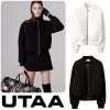 UTAA Blended Fabrics Street Style Shearling Asymmetry Loungewear Black X S
