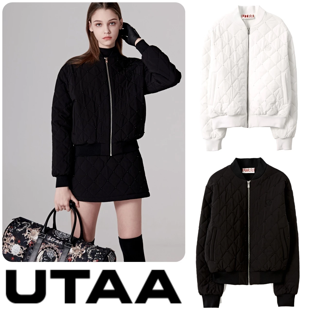 UTAA Blended Fabrics Street Style Shearling Asymmetry Loungewear Black X S