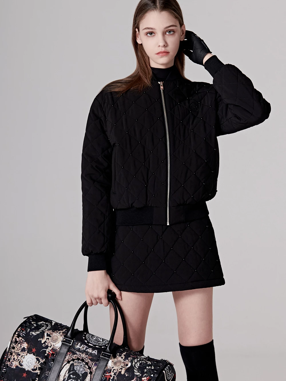 UTAA Blended Fabrics Street Style Shearling Asymmetry Loungewear Black X S - Image 9