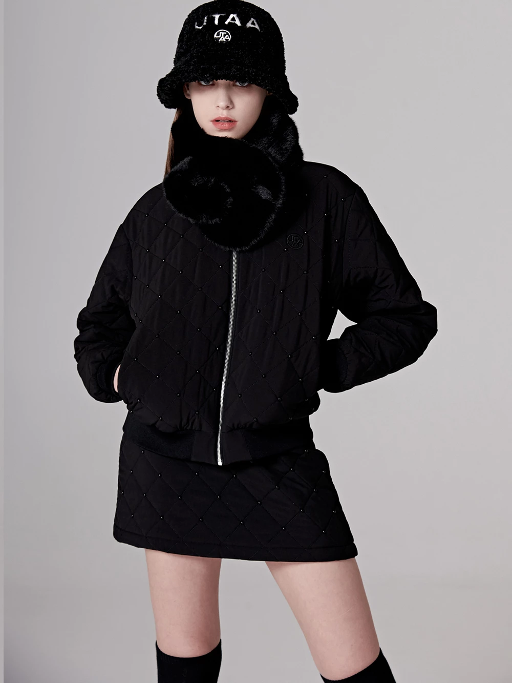 UTAA Blended Fabrics Street Style Shearling Asymmetry Loungewear Black X S - Image 10