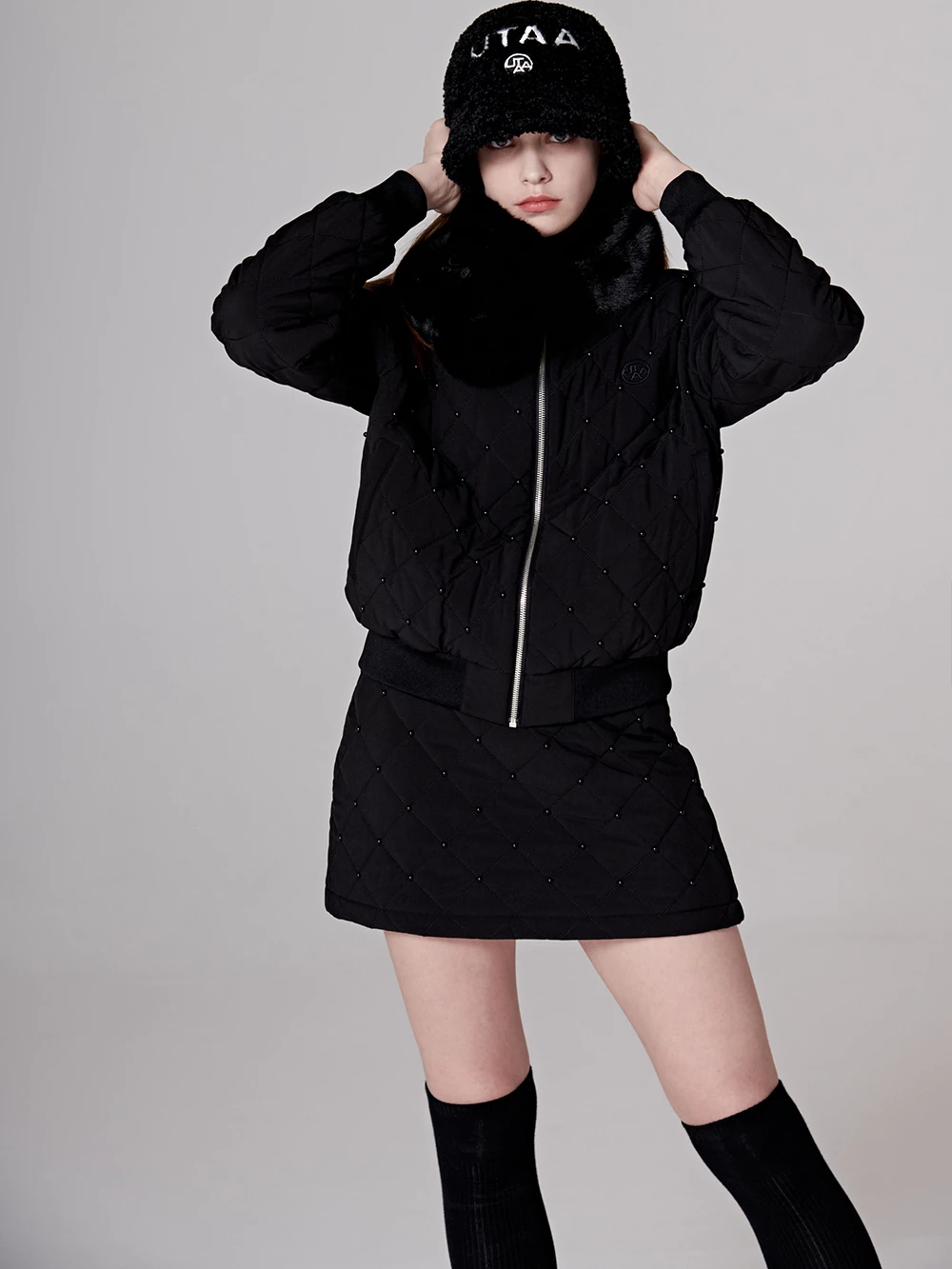 UTAA Blended Fabrics Street Style Shearling Asymmetry Loungewear Black X S - Image 12