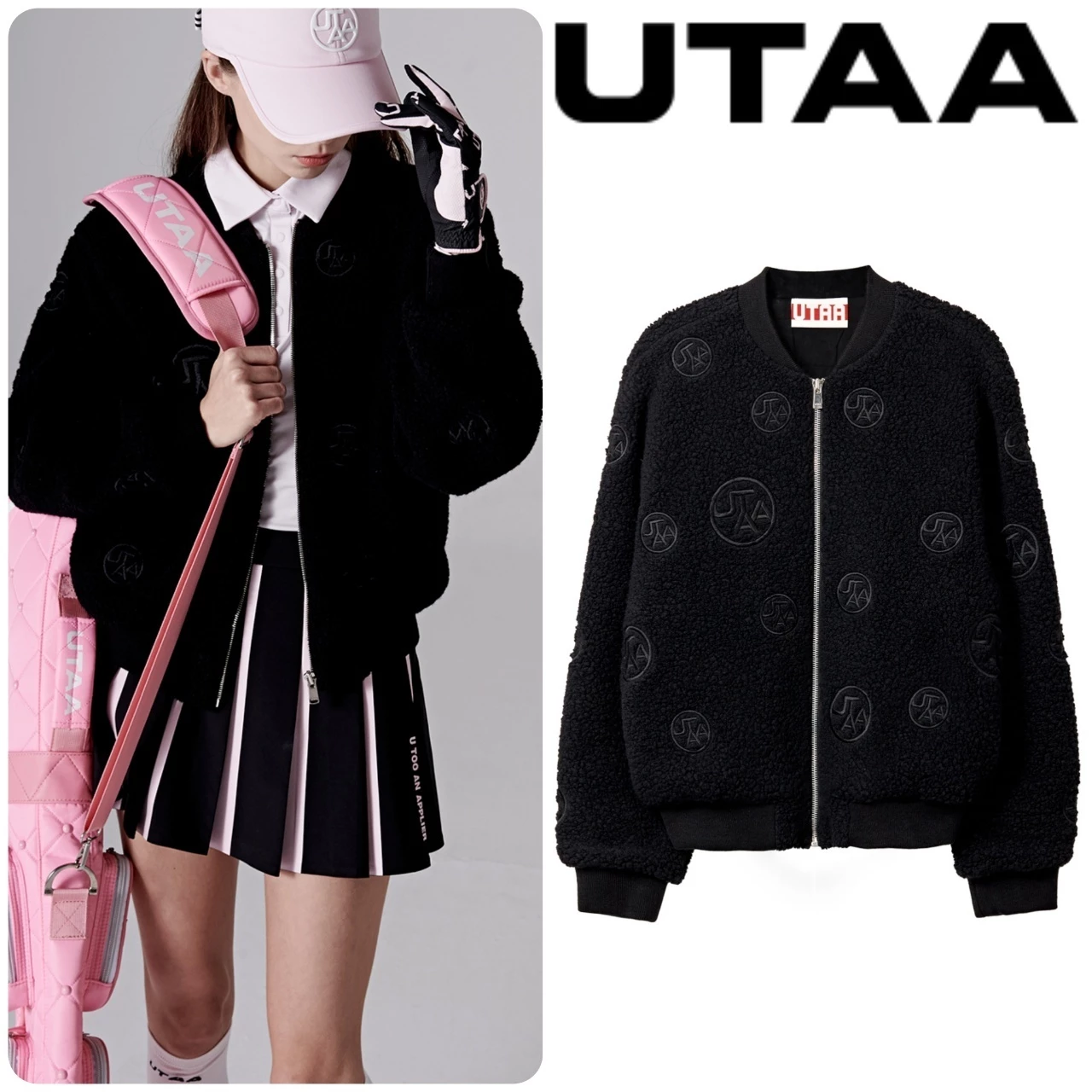 UTAA Blended Fabrics Street Style Shearling Asymmetry Loungewear Black X M