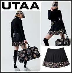 UTAA 2022 SS Blended Fabrics Studded Street Style Asymmetry Loungewear Black X Xs