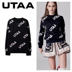 UTAA Blended Fabrics Street Style Oversized Asymmetry Neon Color Black X M