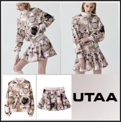 UTAA 2022 SS Blended Fabrics Studded Street Style Asymmetry Loungewear Light Pink X S