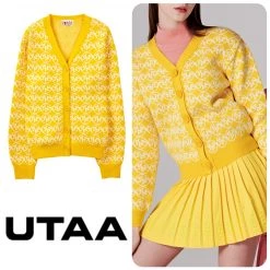 UTAA Blended Fabrics Street Style Asymmetry Neon Color Icy Color (UA4KCF556YE) Yellow X M