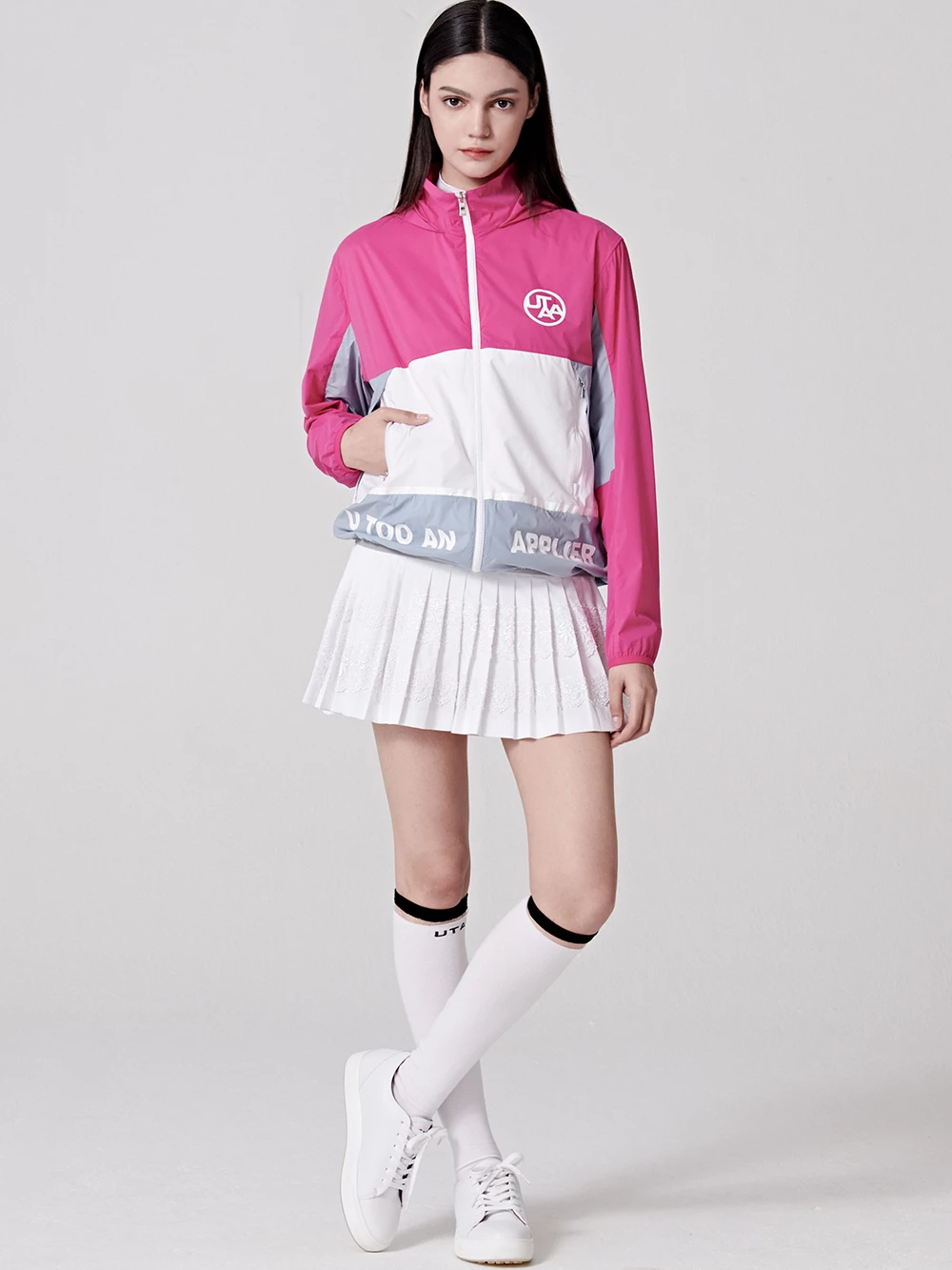 UTAA Blended Fabrics Street Style Oversized Co-ord Nylon Jacket Neon Pink X M - Image 4