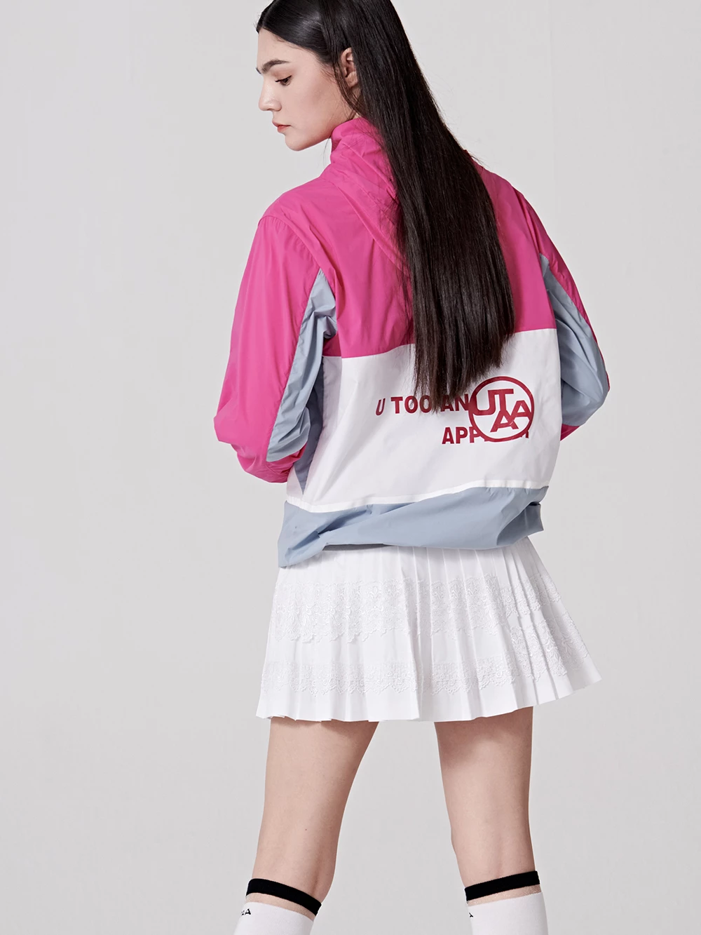 UTAA Blended Fabrics Street Style Oversized Co-ord Nylon Jacket Neon Pink X M - Image 6