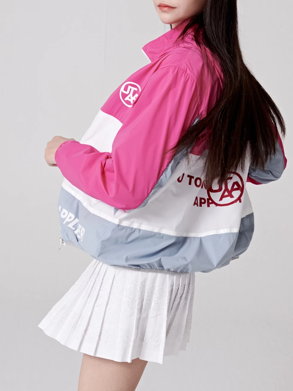 UTAA Blended Fabrics Street Style Oversized Co-ord Nylon Jacket Neon Pink X M - Image 8