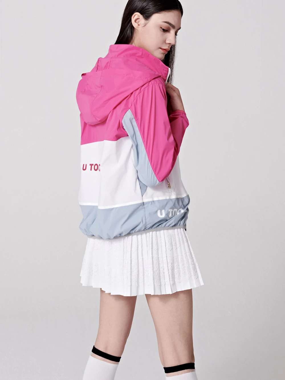 UTAA Blended Fabrics Street Style Oversized Co-ord Nylon Jacket Neon Pink X M - Image 9