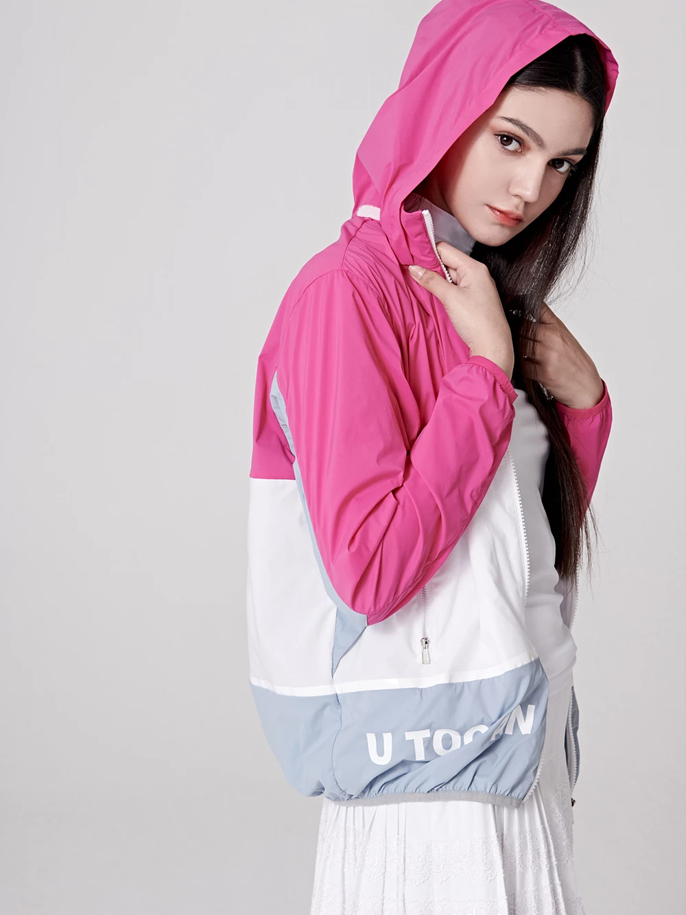 UTAA Blended Fabrics Street Style Oversized Co-ord Nylon Jacket Neon Pink X M - Image 10