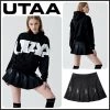 UTAA 2022 SS Blended Fabrics Studded Street Style Asymmetry Loungewear Black X Xs