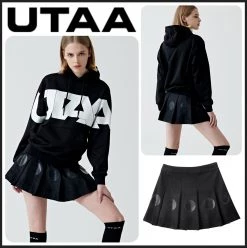 UTAA 2022 SS Blended Fabrics Studded Street Style Asymmetry Loungewear Black X Xs