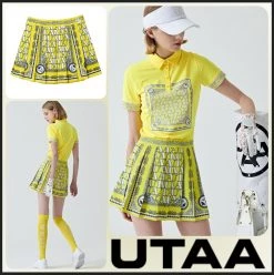UTAA 2022 SS Blended Fabrics Studded Street Style Asymmetry Loungewear Yellow X Xs