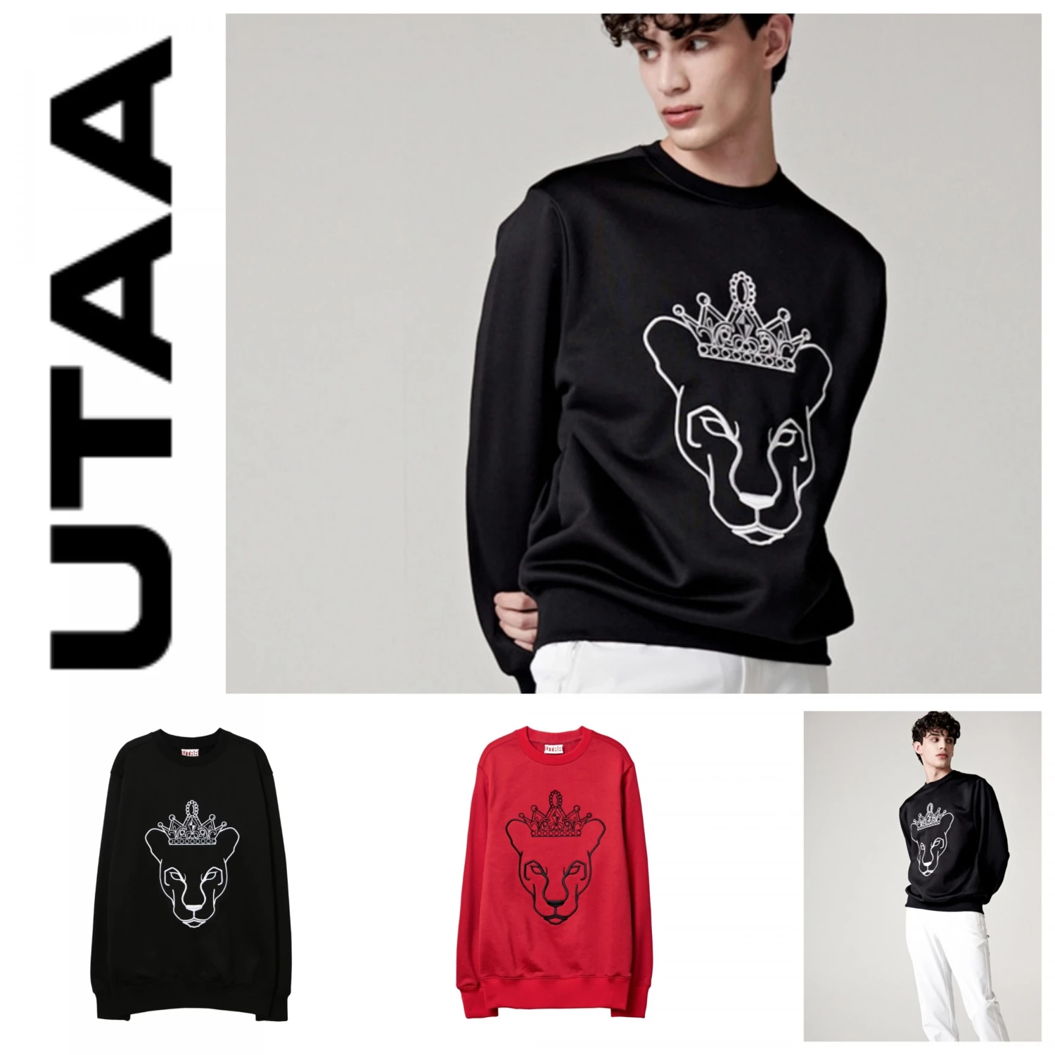 UTAA Blended Fabrics Street Style Chain Oversized Neon Color Red X L