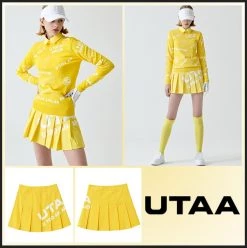 UTAA 2022 SS Blended Fabrics Studded Street Style Asymmetry Loungewear Yellow X Xs
